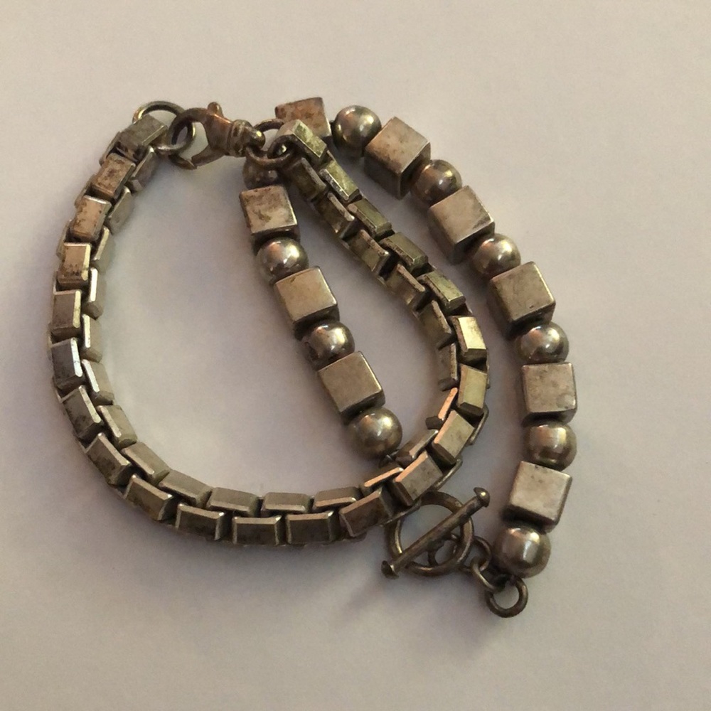 Heavy silver link bracelets
